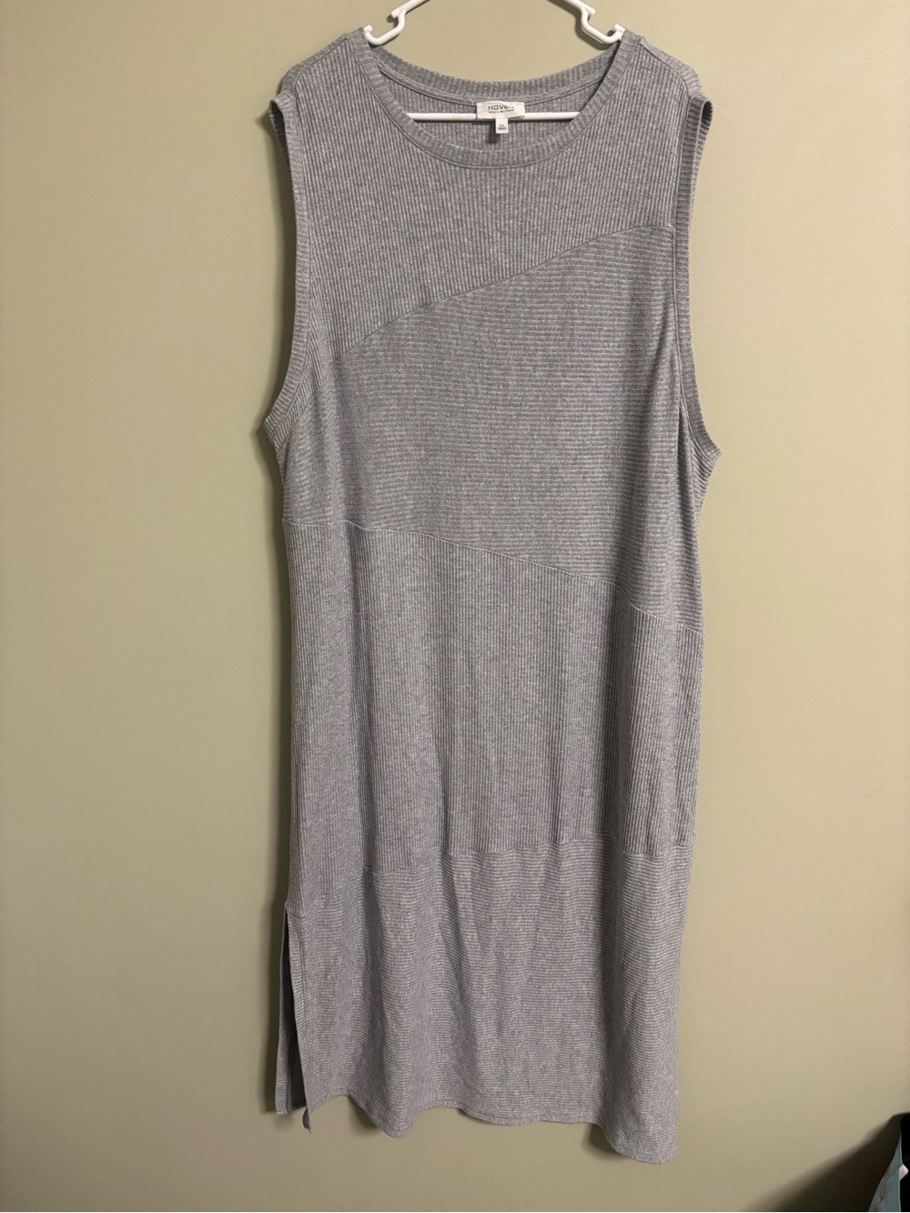 Haven Well Within Size XXL Rib Knit Lounge Maxi Dress Heather Gray Sleeveless